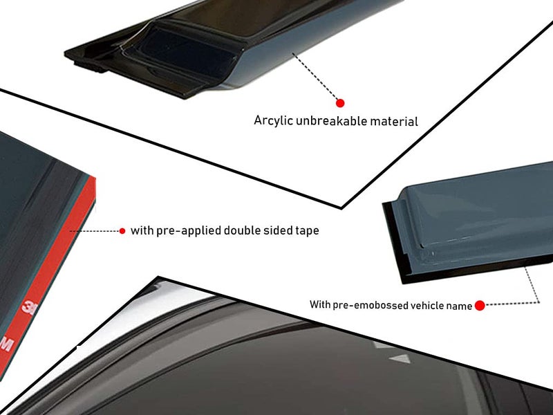 Auto Pearl Car Rain Guards Wind Door Visor Side ||Wind Visor ABS Plastic Deflector ||Perfect As per Window Frame ||Compatible with- Tavera (XX Large, Set of 6) - Image 4