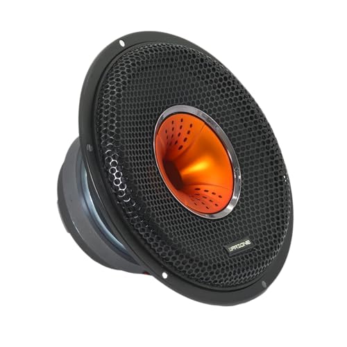 Warzone سماعة وورزون WZ80Si بقطر 8 إنش متوسطة المدى + سائق، 750 واط كحد أقصى، 4 أوم، مغناطيس 30 أونصة، سلة فولاذية سوداء مع قبة تويتير من الألمنيوم لصوت السيارة (مفرد) - Image 1