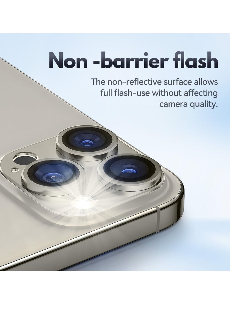 إلترازون قطعتان من واقي عدسة الكاميرا لحماية عدسة الكاميرا لهاتف iPhone 15 ProiPhone 15 Pro Max، غطاء كاميرا معدني مصنوع من خليط معدني مع درجة حرارة، لا يؤثر على اللقطات الليلية، شفاف عالي الدقة - Image 5