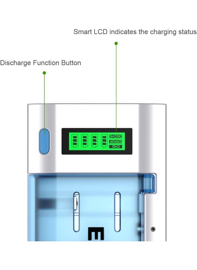 EBL EBL Smart Battery Charger for C D AA AAA 9V Ni-MH Ni-CD Rechargeable Batteries with Discharge Function & LCD Display  - Image 2