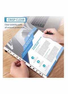 SYOSI A4 Clear Page Protectors, 100 Pages Sheet Protector for 11 Ring Binders Plastic Sleeves Paper File Letter Sheet Clear Sheet Protector Transparent Document Pocket Folder Wallets Sleeves (Thicker 7C)  - Image 2