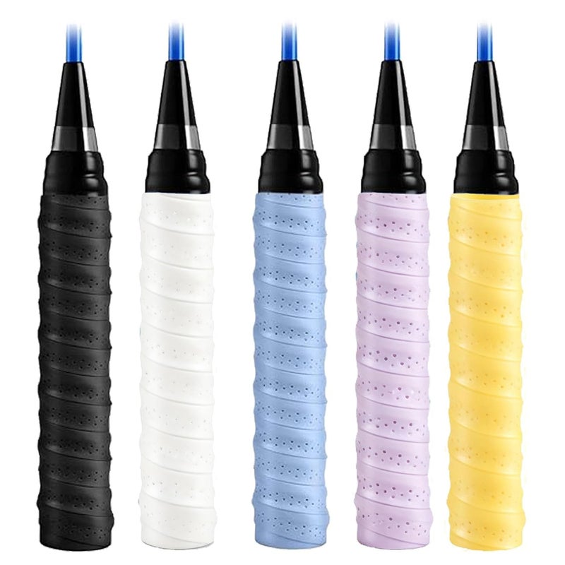 XFSAFDM 5 Pack Badminton Grip, Towel Grip for Badminton Racquet, Tennis Racket Grip, Sweat-Absorbent and Anti-Slip, Durable Grip Tape for Badminton, Tennis, Squash Racket Handle - Image 1