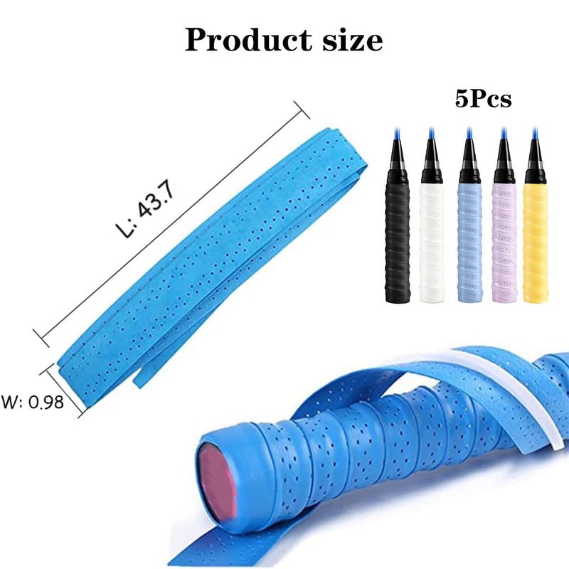 XFSAFDM 5 Pack Badminton Grip, Towel Grip for Badminton Racquet, Tennis Racket Grip, Sweat-Absorbent and Anti-Slip, Durable Grip Tape for Badminton, Tennis, Squash Racket Handle - Image 2