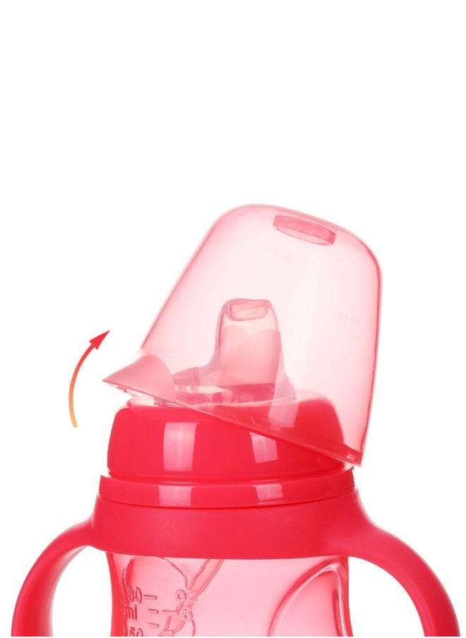 Generic - Learner Cup with Handle 180ml for Infant, Straw Cup with Dust Cover, Anti Flatulence anti Choking Water Sippy Cup Red - Image 1