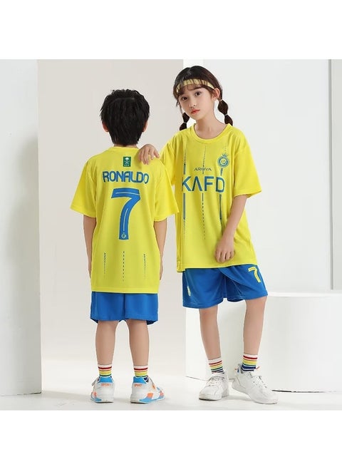 M MIAOYAN C رونالدو الجديد فريق الرياض النصر لكرة القدم المنزل جيرسي مع نفس الرجال والنساء نادي ملابس الأطفال كرة القدم جيرسي مباراة كرة القدم جيرسي دعوى