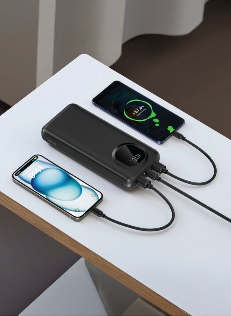 GREEN LION Nairo Power Bank 10000mAh with USB-C Output and USB-A Output / PD 20W Fast Charger Powerbank 10000 mAh/ Digital Display / Flight Approved / Power Bank with QC 3.0 22.5W - Black - Image 2