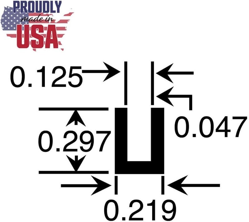 OUTWATER Mill Finish 1/8'' Inside Dimension Aluminum U-Channel 36'' Length (Pack of 4) Alu757-M C-Channel - Image 1