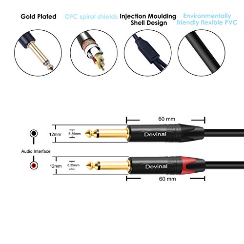 Devinal Dual 1/4" to XLR Y Splitter Cable - 1.8m Double TRS to XLR 3 Pin Stereo Plug Microphone Audio Converter - Image 2