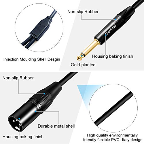 Devinal Dual 1/4" to XLR Y Splitter Cable - 1.8m Double TRS to XLR 3 Pin Stereo Plug Microphone Audio Converter - Image 3