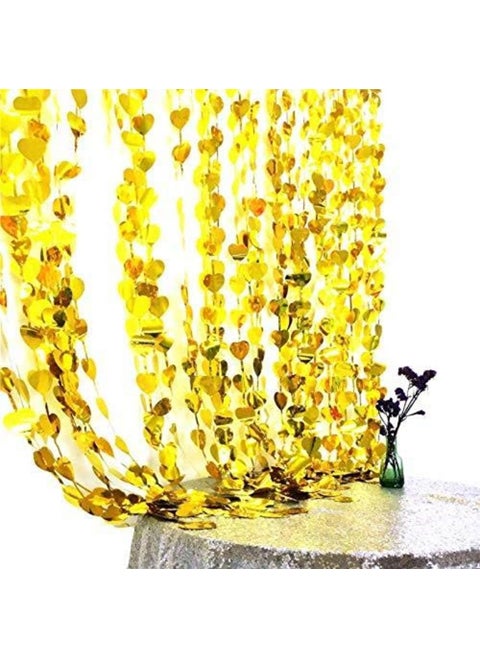 Balloonistics Heart Shape Metallic Foil Fringe Curtains for Tableware Window Door String Curtain Wedding Birthday Photo Booth Backdrop Party Tassel Screen Supplies (Gold, 3 X 6 Ft)