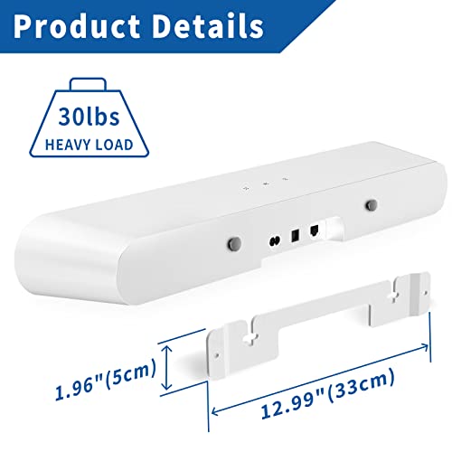 Yibracki Heavy Duty Soundbar Mount for Sonos Ray Wall Mount - Floating Sound Bar Mounts for Sonos Ray Mount Under TV Mounting Bracket Easy to Install, White - Image 5