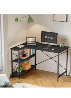 L Shaped Desk with Shelves 120 cm Reversible Corner