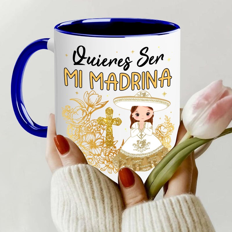 WHIDOBE Gift For Godparents - Godparents Proposal Mug Set - Madrina, Padrino De Bautizo Cup Set - Bautizo Recuerdos - Godparents Presents - Quieren Ser Mis Padrinos, Quieres Ser Mi Madrina - Image 5