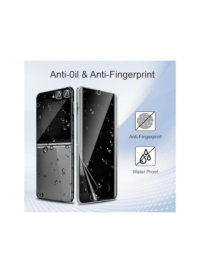 بروماس 【عبوة من 6 قطع】 واقي شاشة الخصوصية لهاتف Galaxy Z Flip 6، طبقة خصوصية داخلية من مادة TPU + طبقة هيدروجيل خارجية للخصوصية + واقي عدسة الكاميرا، مضاد للخدش، مضاد للتجسس وبصمات الأصابع - Image 3