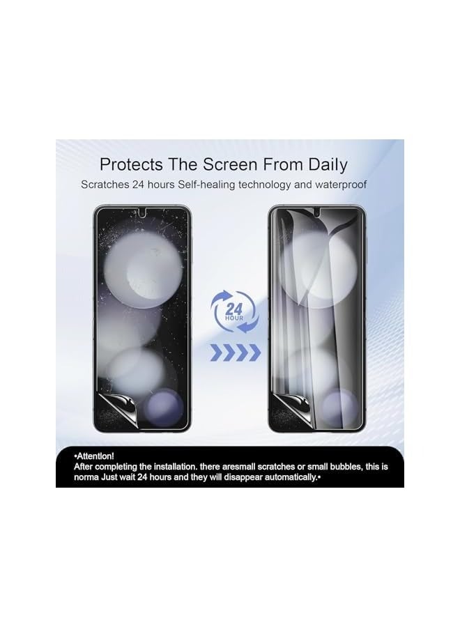 بروماس 【عبوة من 6 قطع】 واقي شاشة الخصوصية لهاتف Galaxy Z Flip 6، طبقة خصوصية داخلية من مادة TPU + طبقة هيدروجيل خارجية للخصوصية + واقي عدسة الكاميرا، مضاد للخدش، مضاد للتجسس وبصمات الأصابع - Image 4