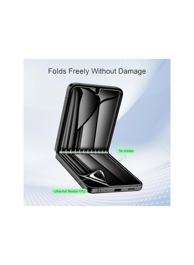 بروماس 【عبوة من 6 قطع】 واقي شاشة الخصوصية لهاتف Galaxy Z Flip 6، طبقة خصوصية داخلية من مادة TPU + طبقة هيدروجيل خارجية للخصوصية + واقي عدسة الكاميرا، مضاد للخدش، مضاد للتجسس وبصمات الأصابع - Image 5