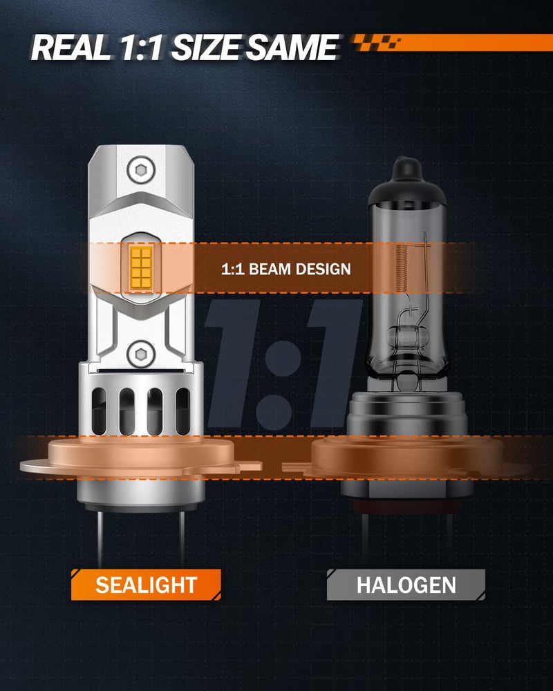 SEALIGHT H7 Bulbs, 64,000LM 900% Brightness H7 Light Bulbs, 6500K Cool White Bulbs with 15000RPM Fan, Plug and Play ATV/UTV, 10-Year Extended Lifespan IP68 Waterproof, Pack of 2 - Image 5