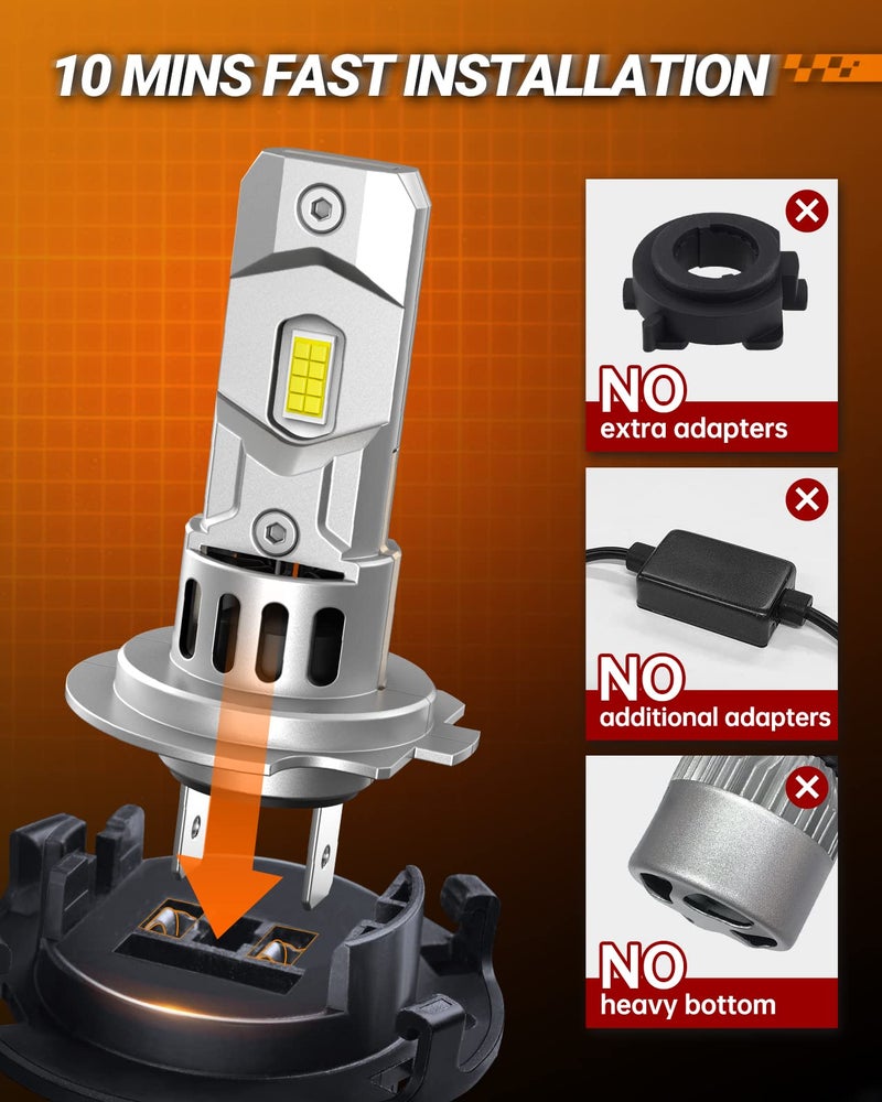 SEALIGHT H7 Bulbs, 64,000LM 900% Brightness H7 Light Bulbs, 6500K Cool White Bulbs with 15000RPM Fan, Plug and Play ATV/UTV, 10-Year Extended Lifespan IP68 Waterproof, Pack of 2 - Image 4