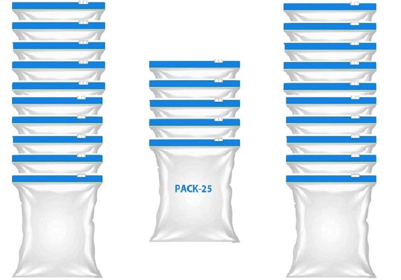 ZUNBELLA Pack Of 25 Zip lock Bag For Storage Transparent BPA Free Ziplock Pouch Veg Bag Zip lock Resuable Food Bag Leakproof freezable microwave safe Medium Size 9X10 BLUE Q9836 - Image 1
