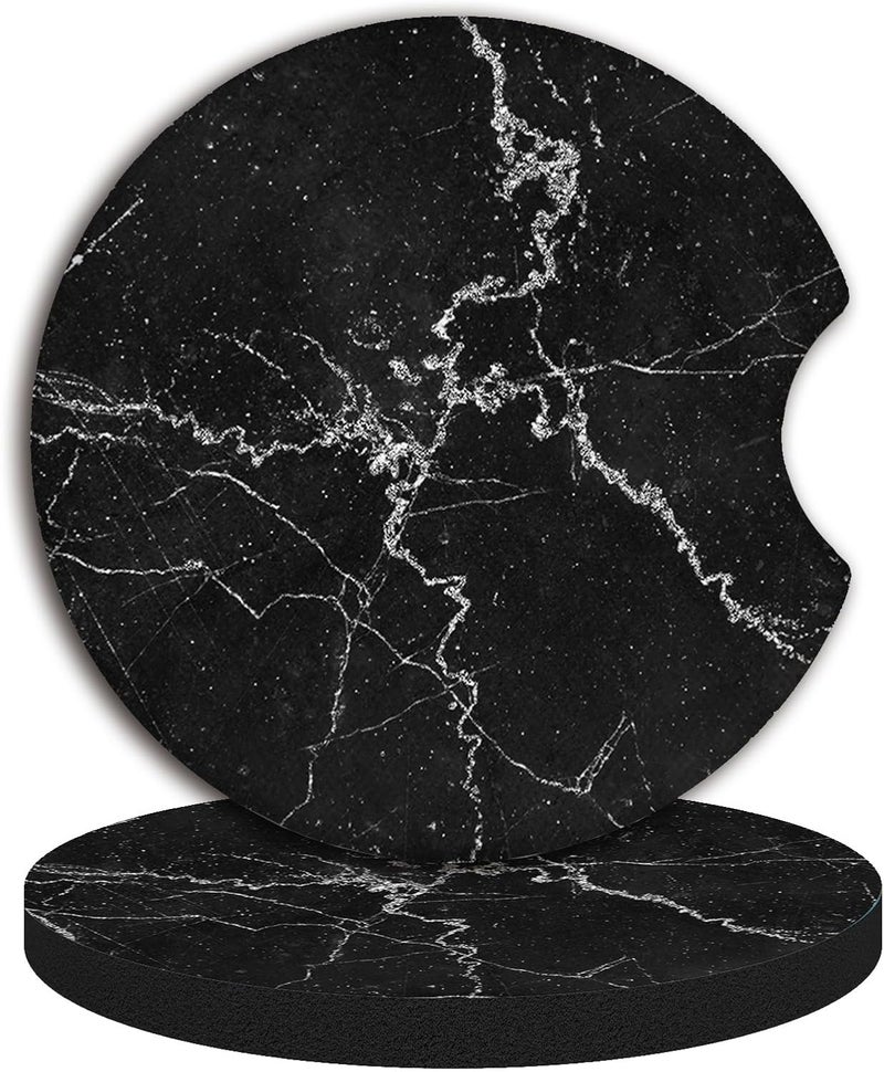 Adastrah Car Accessories for Women&Man, Car Coasters for Cup Holders, Pack of 2 2.75inch Universal Anti Slip Car Assecories, Car Coasters with A Finger Notch(Black Marble) - Image 5