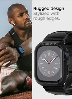 Spigen Rugged Armor Pro for Apple Watch Series 9 / 8 /7 (45mm) and Series 6/SE2/SE/5/4 (44mm) Band with Case Cover - Black  - Image 5