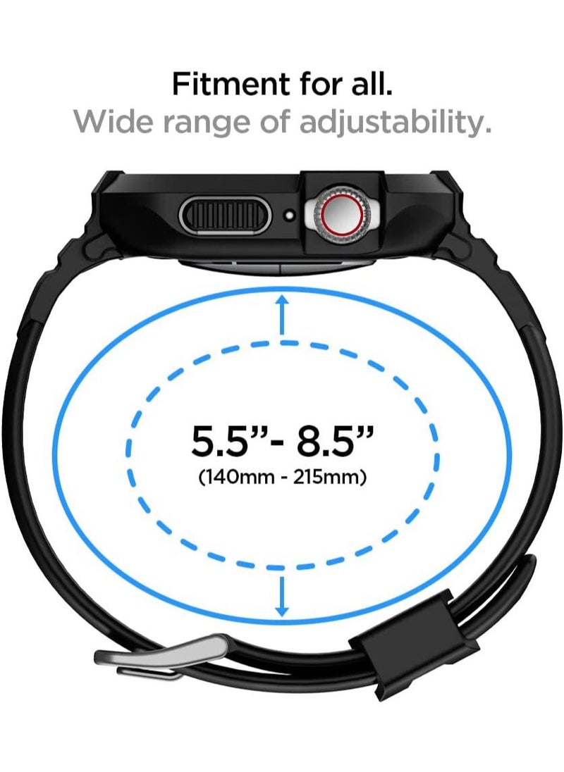 Spigen - Rugged Armor Pro for Apple Watch Series 9 / 8 /7 (45mm) and Series 6/SE2/SE/5/4 (44mm) Band with Case Cover - Black - Image 1