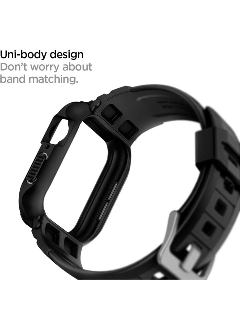 Spigen - Rugged Armor Pro for Apple Watch Series 9 / 8 /7 (45mm) and Series 6/SE2/SE/5/4 (44mm) Band with Case Cover - Black - Image 1