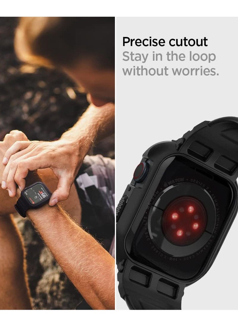 Spigen - Rugged Armor Pro for Apple Watch Series 9 / 8 /7 (45mm) and Series 6/SE2/SE/5/4 (44mm) Band with Case Cover - Black - Image 1