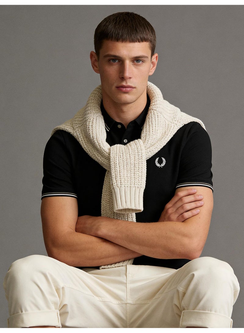 Fred Perry double-pointed Polo shirt | Men's Polo shirt, three-dimensional printed striped collar and cuffs, classic modern style, creating eternal leisure fashion. - Image 1