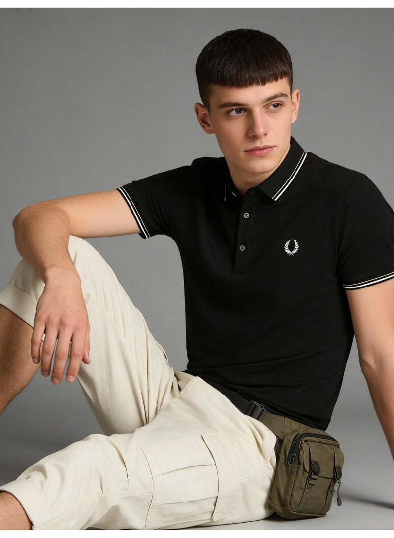 Fred Perry double-pointed Polo shirt | Men's Polo shirt, three-dimensional printed striped collar and cuffs, classic modern style, creating eternal leisure fashion. - Image 3