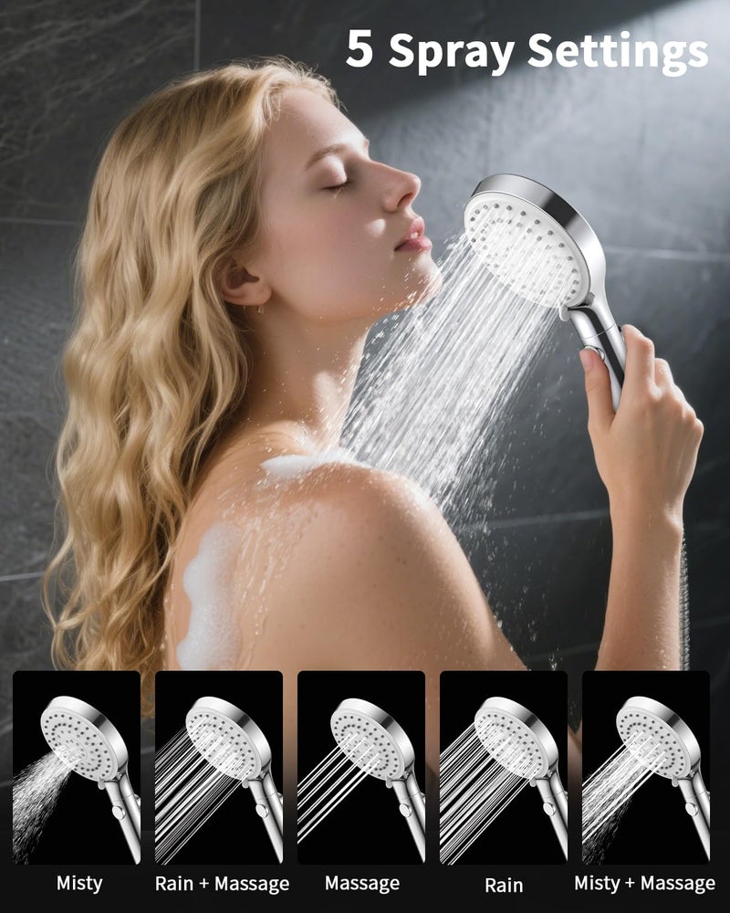 FASDUNT Shower Head with Handheld, High Pressure Handheld Shower Head with 80" Extra Long Stainless Steel Hose & Adjustable Bracket, Showerhead with ON/OFF Switch for Pets Bath - Image 5