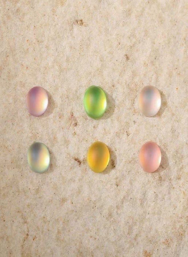 Dedyel 180PCS New Nail Art Flat Bottom Pearl AB Color Flat Bottom Jelly Pearl Nail Art Decoration 5mm Mixed Color Mermaid Bubble Bead Resin Aurora Flat Bottom Pearl Nail Art DIY Material (6 Colors) - Image 5