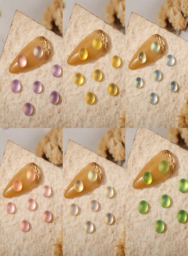 Dedyel 180PCS New Nail Art Flat Bottom Pearl AB Color Flat Bottom Jelly Pearl Nail Art Decoration 5mm Mixed Color Mermaid Bubble Bead Resin Aurora Flat Bottom Pearl Nail Art DIY Material (6 Colors) - Image 3