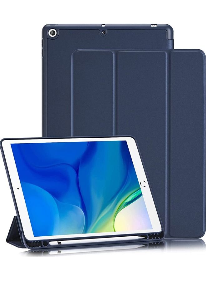 Captaintech iPad 9th/8th/7th Generation case 2021/2020/2019 iPad 10.2-Inch Case with Pencil Holder Sleep/Wake Slim Soft TPU Back Smart Magnetic Stand Protective Cover Cases Navy Blue - Image 1