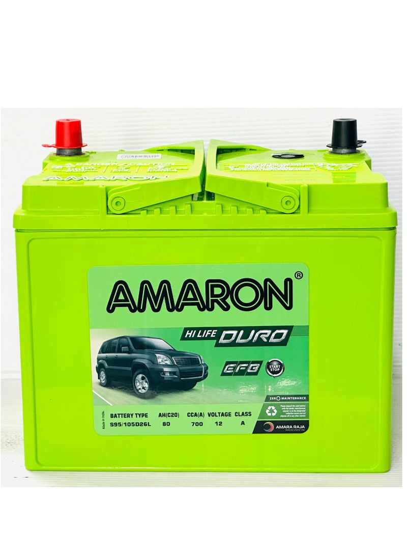 Amaron - Car Battery 12V 80AH 105D26L-EFB - Image 1