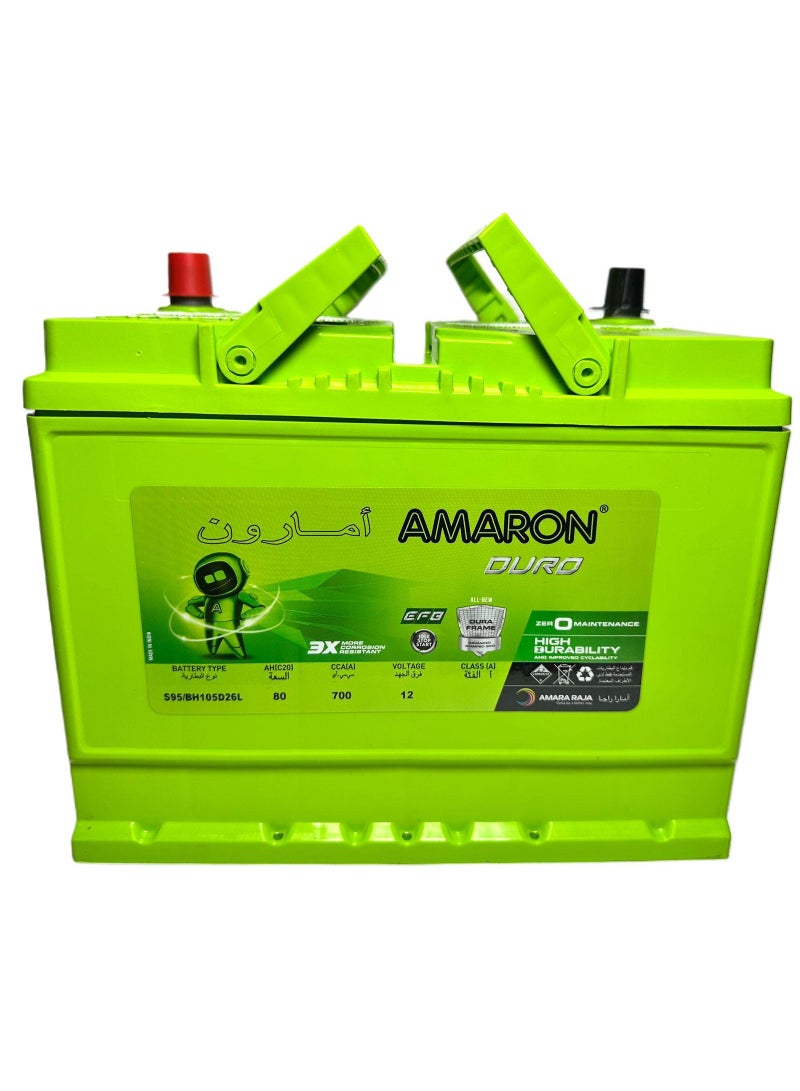 Amaron Car Battery 12V 80AH 105D26L-EFB - Image 1