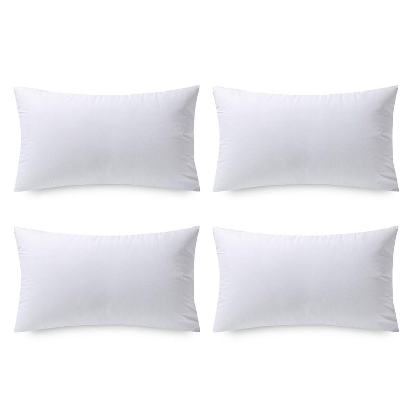 Phantoscope Phantoscope Pillow Inserts Hypoallergenic 100 Virgin Fiber Square Form Microfiber Throw Pillow Inserts Couch Bed Pillows 12x20 Inch Pack of 4 