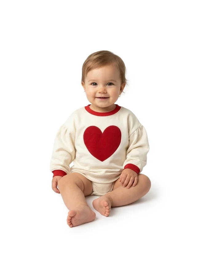 AIKO AIKO - Baby White and Red Heart Design  Sweat Top