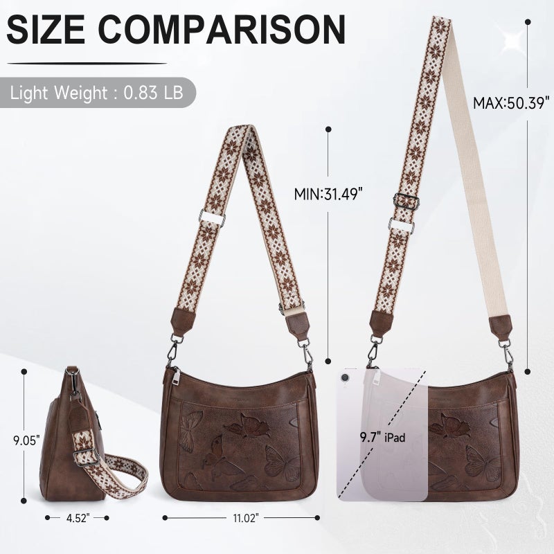 KITEVIUN Crossbody Bags for Women Trendy, Vegan Leather Medium Butterfly Hobo Purse, Women's Shoulder Handbags - Image 4