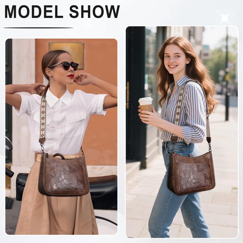 KITEVIUN Crossbody Bags for Women Trendy, Vegan Leather Medium Butterfly Hobo Purse, Women's Shoulder Handbags - Image 2