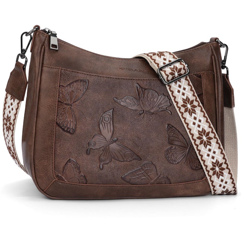 KITEVIUN Crossbody Bags for Women Trendy, Vegan Leather Medium Butterfly Hobo Purse, Women's Shoulder Handbags - Image 1