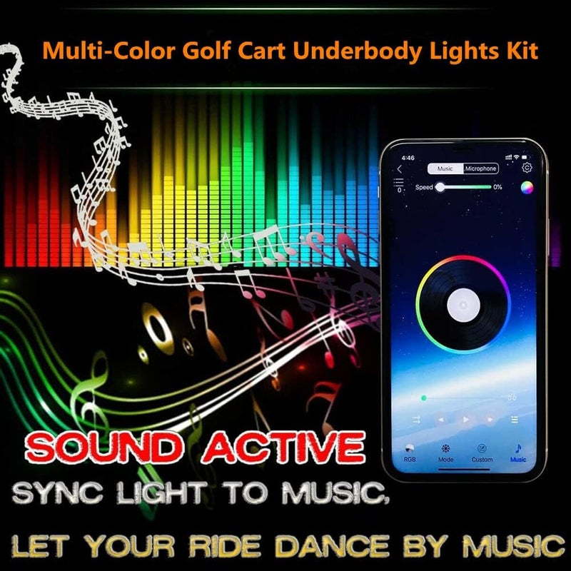 ROLiGHTiC 4 Pcs RGB LED Strip Lights for Golf Carts with RF/APP Control and Music Sync - Image 5