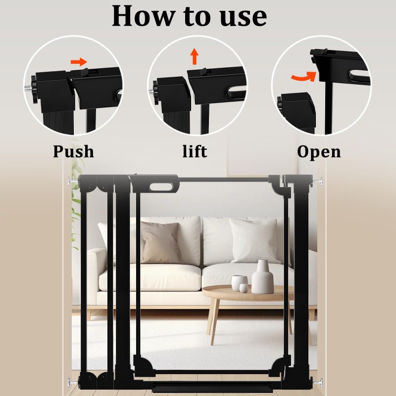 WAOWAO Clear Baby Gate for Stairs Modern Design Acrylic Auto Close Pet Gate, 29.52-37.79" Wide Safety Baby Gate for Doorways,Black Clear Dog Gates Indoor,Hallways,Kitchen - Image 3