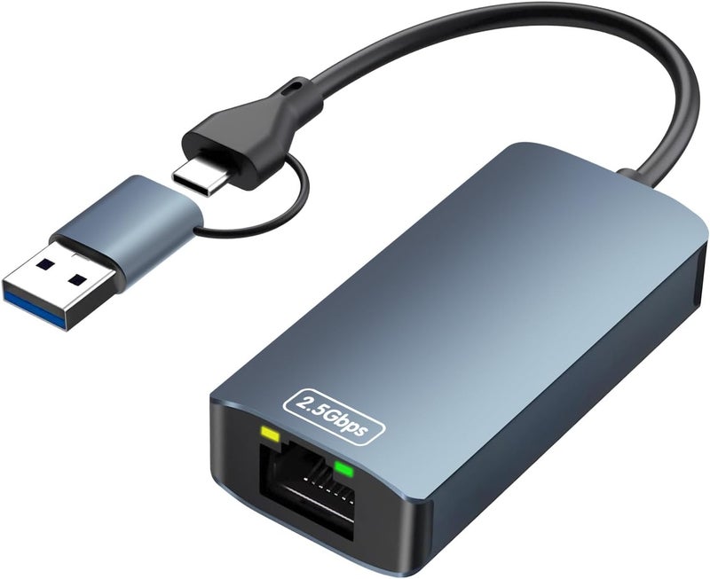 USB C 2.5G Ethernet Adapter, USB 3.0 to RJ45 2500Mbps Ethernet Network Adapter, Compatible with Laptops, PCs with Windows 11/10/8.1/8/7, Vista, Mac OS - Image 1