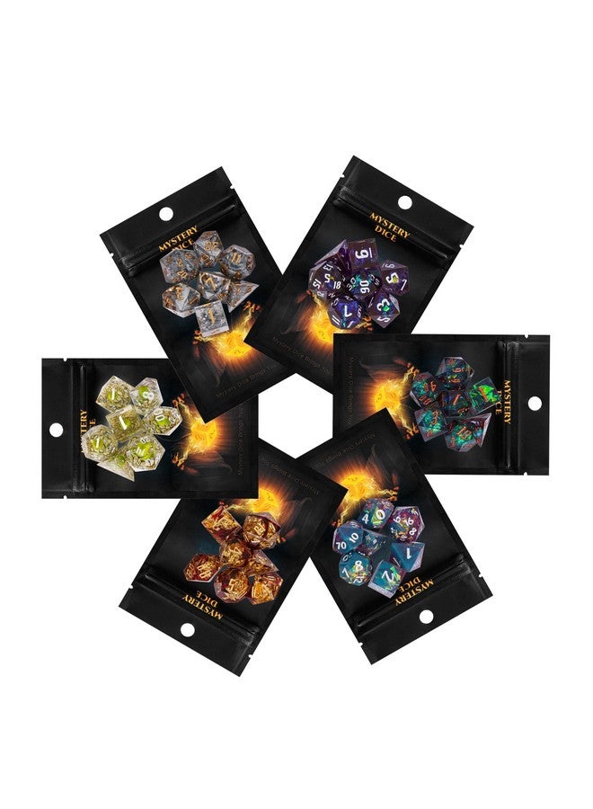 HDdais 7Pcs Mystery Sharp Edge Dice Set, Handmade Resin Dnd Dice Set Transparent Glitter Rpg Polyhedral Dice Set D&D For Dungeons And Dragons Role Playing Games And Other Tabletop Game, Dnd Gifts - Image 3