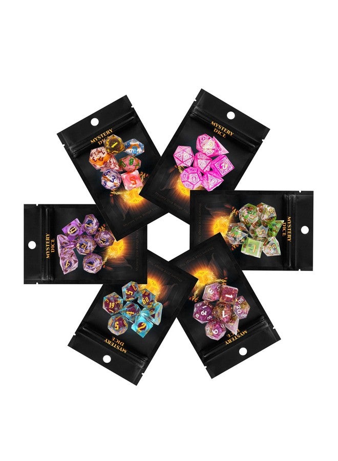 HDdais 7Pcs Mystery Sharp Edge Dice Set, Handmade Resin Dnd Dice Set Transparent Glitter Rpg Polyhedral Dice Set D&D For Dungeons And Dragons Role Playing Games And Other Tabletop Game, Dnd Gifts - Image 1