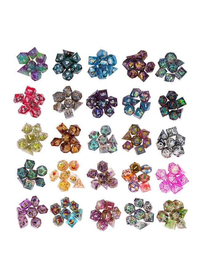HDdais 7Pcs Mystery Sharp Edge Dice Set, Handmade Resin Dnd Dice Set Transparent Glitter Rpg Polyhedral Dice Set D&D For Dungeons And Dragons Role Playing Games And Other Tabletop Game, Dnd Gifts - Image 5