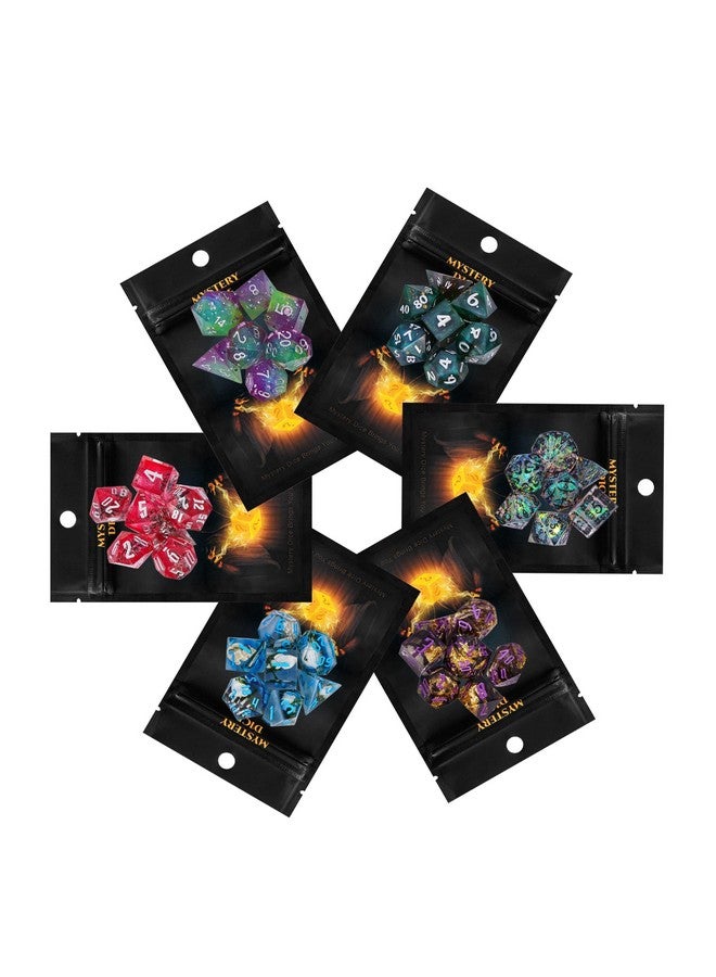 HDdais 7Pcs Mystery Sharp Edge Dice Set, Handmade Resin Dnd Dice Set Transparent Glitter Rpg Polyhedral Dice Set D&D For Dungeons And Dragons Role Playing Games And Other Tabletop Game, Dnd Gifts - Image 4