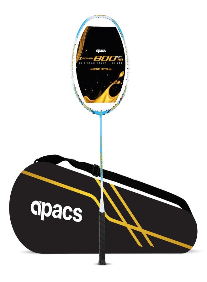 أباك مضرب تنس الريشة Apacs Z Power 800 RP+ (38 رطلاً، بدون أوتار) صنع في فيتنام | ثقل رأسي 4U | عمود رفيع | جرافيت ياباني عالي المرونة | مضرب تنس ريشة عالي الشد مع غطاء كامل مجاني - Image 1