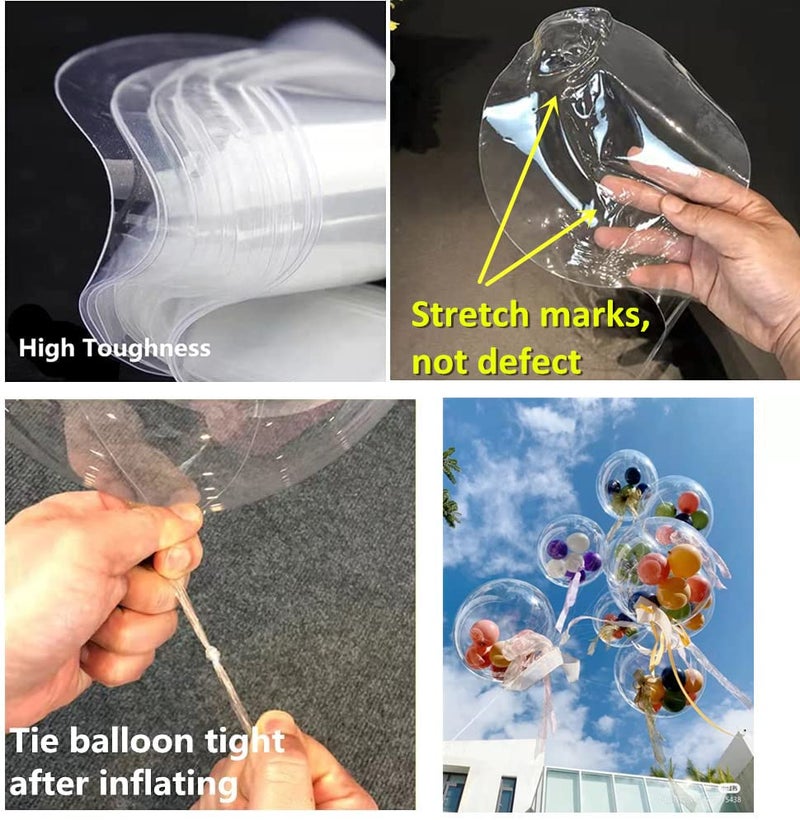Efay Bobo Balloons, 25 pack Pre Stretched 24 inch Helium/Air Large Clear Balloons for Stuffing, Beautiful DIY Bubble Balloon Decor for Wedding, Birthday,Graduation Party Decoration - Image 2